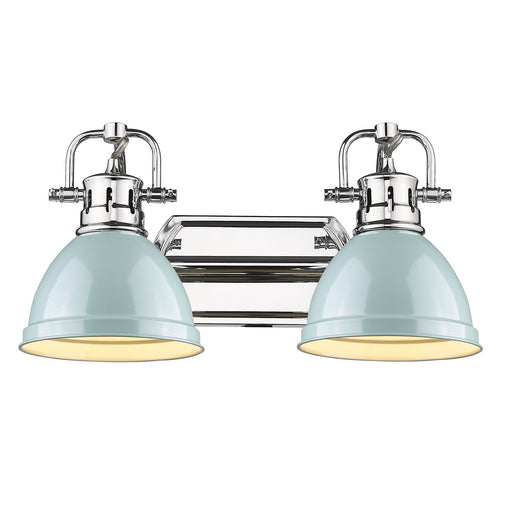 Duncan 2-Light Bath Vanity in Chrome with Seafoam Shades
