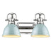 Duncan 2-Light Bath Vanity in Chrome with Seafoam Shades