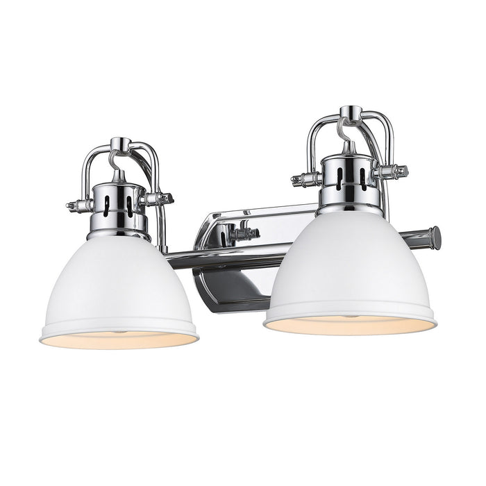 Duncan 2-Light Bath Vanity in Chrome with Matte White Shades