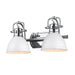 Duncan 2-Light Bath Vanity in Chrome with Matte White Shades