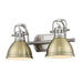 Duncan 2-Light Bath Vanity in Pewter with Aged Brass Shades