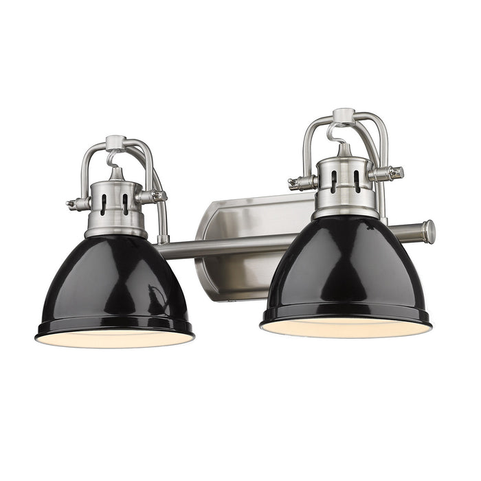 Duncan 2-Light Bath Vanity in Pewter with Black Shades