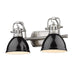 Duncan 2-Light Bath Vanity in Pewter with Black Shades