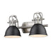 Duncan 2-Light Bath Vanity in Pewter with Matte Black Shades