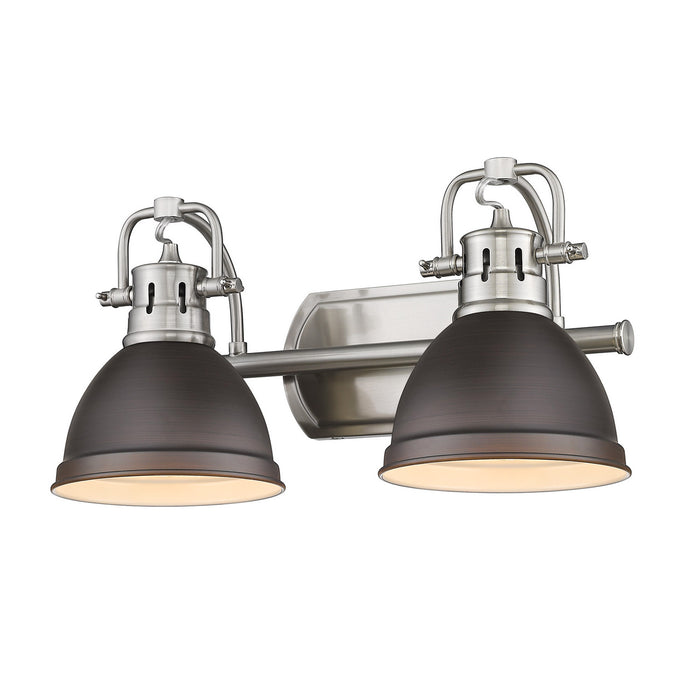 Duncan 2-Light Bath Vanity in Pewter with Rubbed Bronze Shades