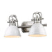 Duncan 2-Light Bath Vanity in Pewter with White Shades