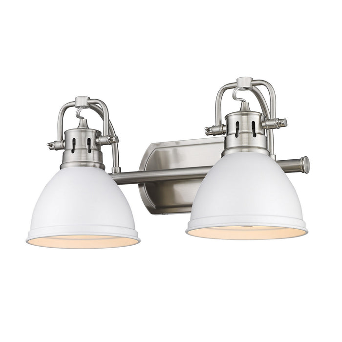 Duncan 2-Light Bath Vanity in Pewter with Matte White Shades