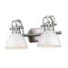 Duncan 2-Light Bath Vanity in Pewter with Matte White Shades