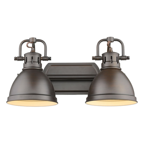 Duncan 2-Light Bath Vanity in Rubbed Bronze with Rubbed Bronze Shades