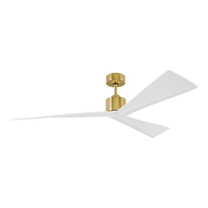 Adler 60" Ceiling Fan in Burnished Brass with Matte White Blades