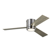 Clarity 56" LED Hugger Ceiling Fan in Brushed Steel with Light Grey Weathered Oak Blades