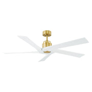 Aspen 56" Ceiling Fan in Burnished Brass with Matte White Blades