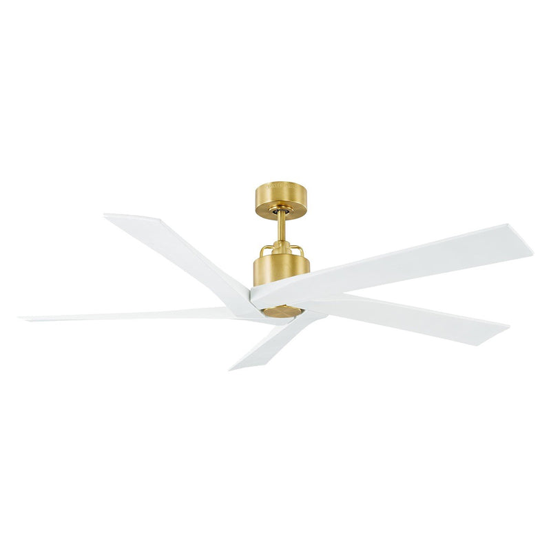 Aspen 56" Ceiling Fan in Burnished Brass with Matte White Blades