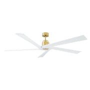 Aspen 70" Ceiling Fan in Burnished Brass with Matte White Blades