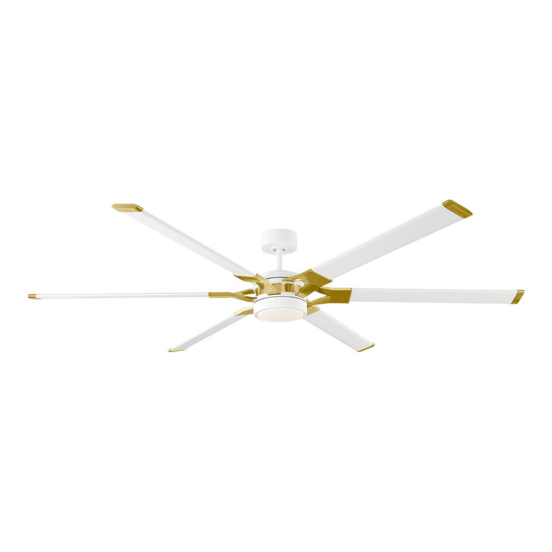 Loft 72" LED Ceiling Fan in Matte White and Burnished Brass