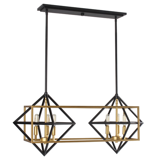 Pryor Six Light Pendant in Antique Gold/Black