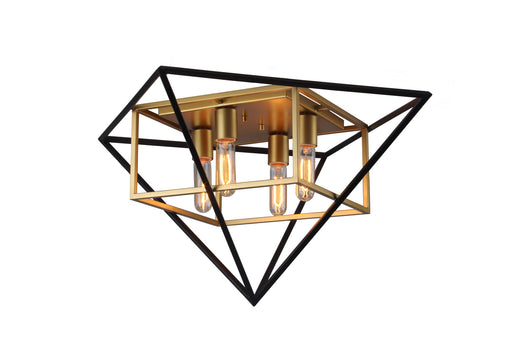 Pryor Four Light Ceiling Mount in Antique Gold/Black