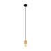 Turialdo One Light Pendant in Black, Natural Wood
