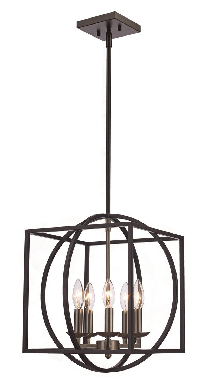 Arzio 5-Light 16" Pendant in Brushed Nickel / Black