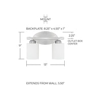 Dixon 2-Light Bath Vanity Light in Brushed Nickel