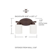 Dixon 2-Light Bath Vanity Light in Bronze