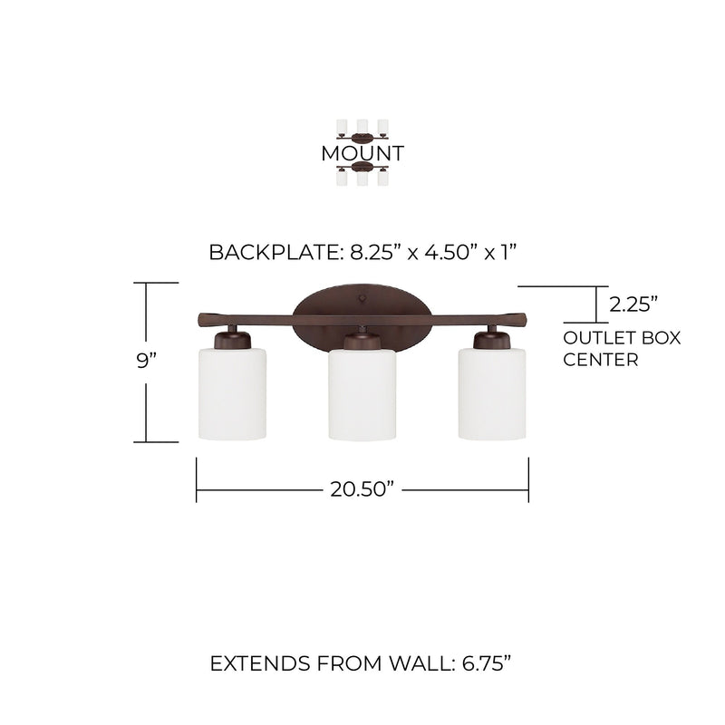 Dixon 3-Light Bath Vanity Light in Bronze