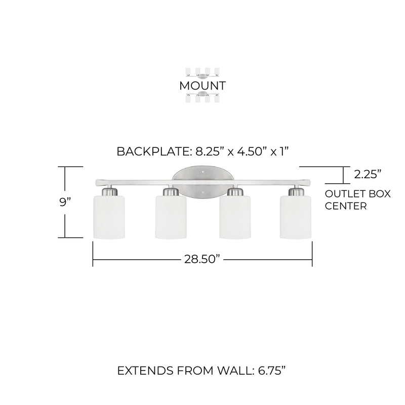 Dixon 4-Light Bath Vanity Light in Brushed Nickel