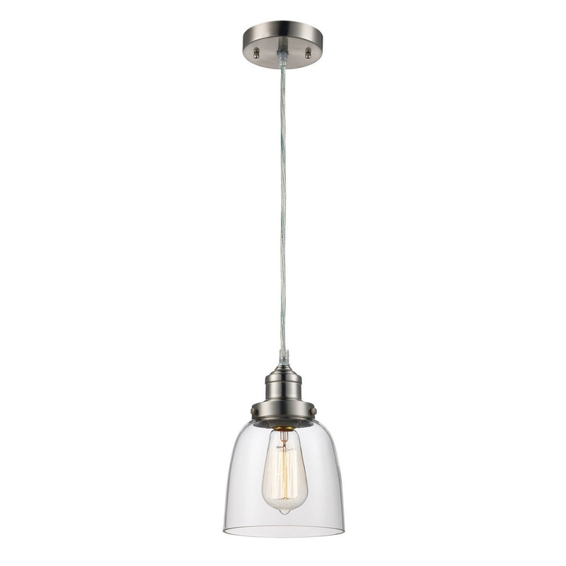 Jenny 1-Light Pendant in Brushed Nickel with Clear Glass