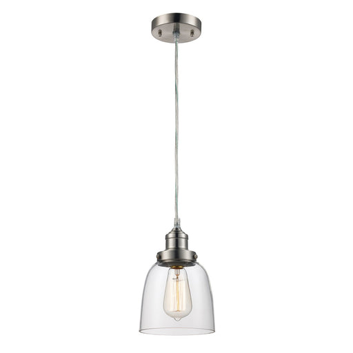 Jenny 1-Light Pendant in Brushed Nickel with Clear Glass