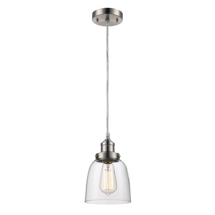 Jenny 1-Light Pendant in Brushed Nickel with Clear Glass
