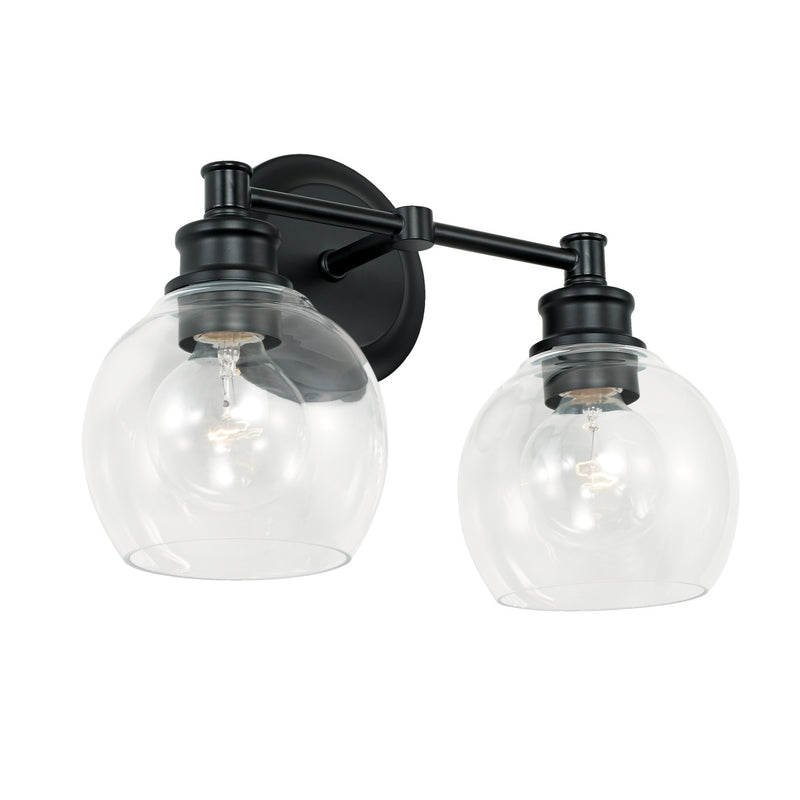 Mid Century 2-Light Vanity in Matte Black - Lamps Expo