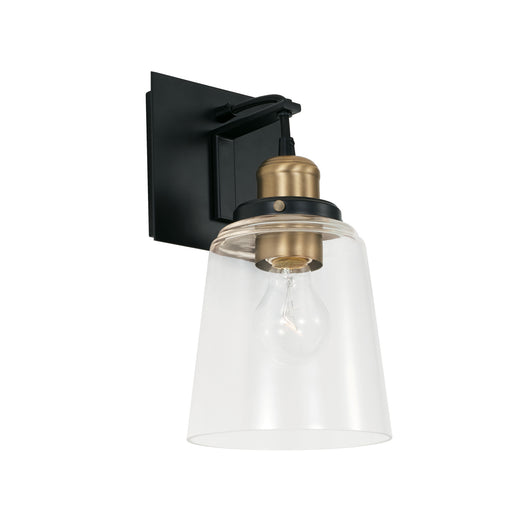 Fallon 1-Light Wall Sconce in Aged Brass and Black - Lamps Expo