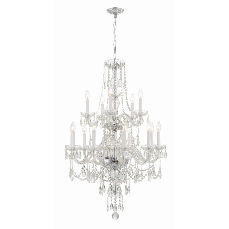 Traditional Crystal 15 Light 32" Chandelier in Polished Chrome