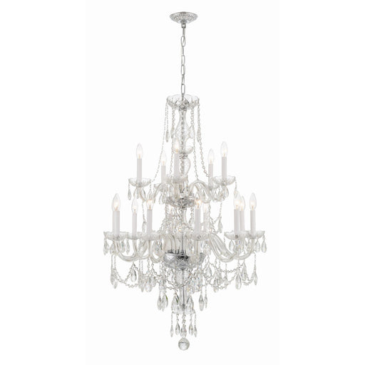 Traditional Crystal 15 Light 32" Chandelier in Polished Chrome