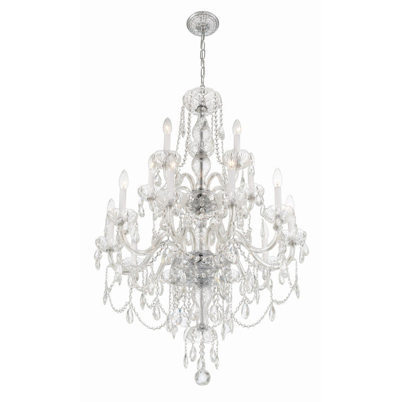 Traditional Crystal 15 Light 32" Chandelier in Polished Chrome