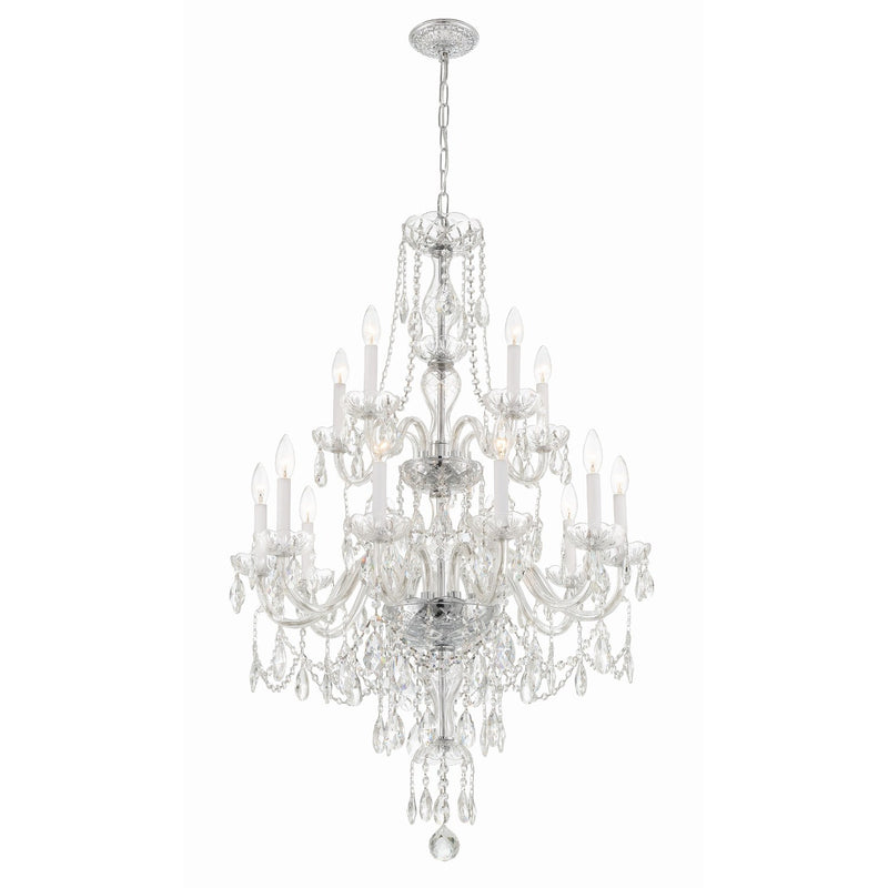 Traditional Crystal 15 Light 32" Chandelier in Polished Chrome