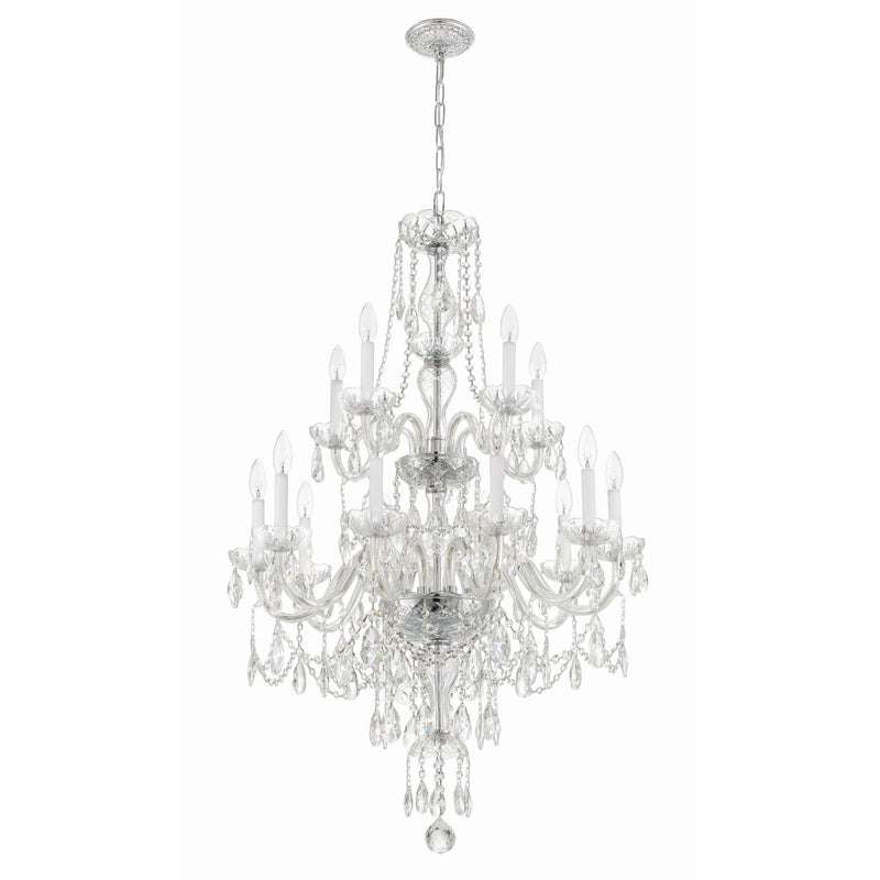 Traditional Crystal 15 Light 32" Chandelier in Polished Chrome