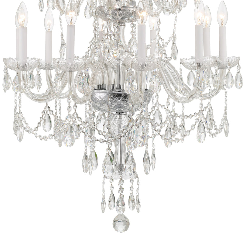 Traditional Crystal 15 Light 32" Chandelier in Polished Chrome