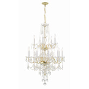 Traditional Crystal 15 Light 32" Chandelier in Polished Brass