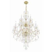Traditional Crystal 15 Light 32" Chandelier in Polished Brass