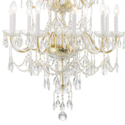 Traditional Crystal 15 Light 32" Chandelier in Polished Brass