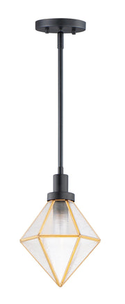 Adorn 1 Light Mini Pendant in Black / Burnished Brass