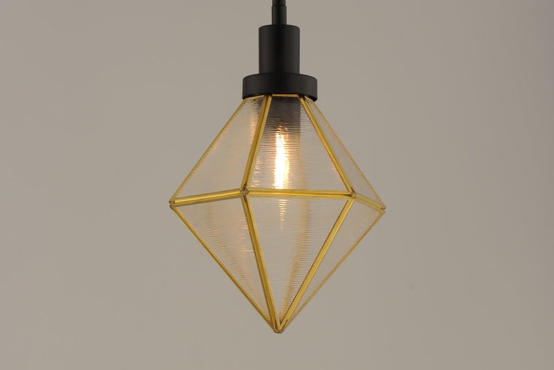 Adorn 1 Light Mini Pendant in Black / Burnished Brass