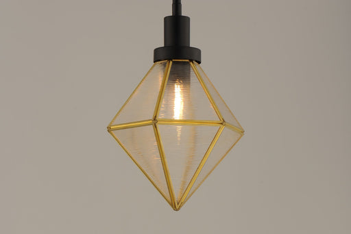 Adorn 1 Light Mini Pendant in Black / Burnished Brass