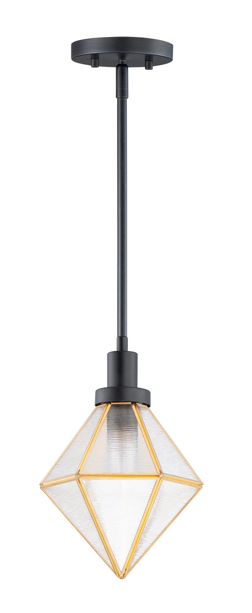 Adorn 1 Light Mini Pendant in Black / Burnished Brass