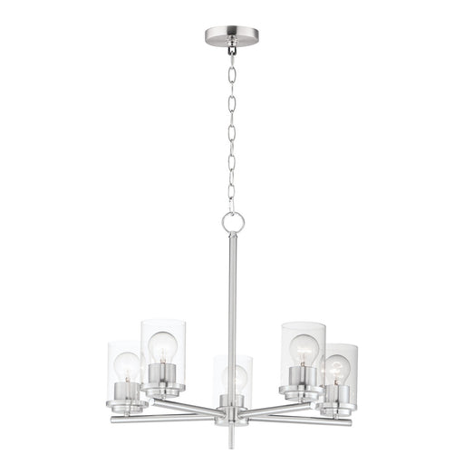 Corona Five Light Chandelier in Satin Nickel