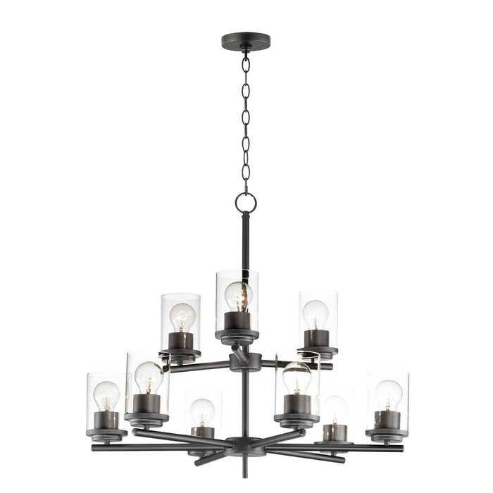 Corona Nine Light Chandelier in Black