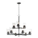 Corona Nine Light Chandelier in Black