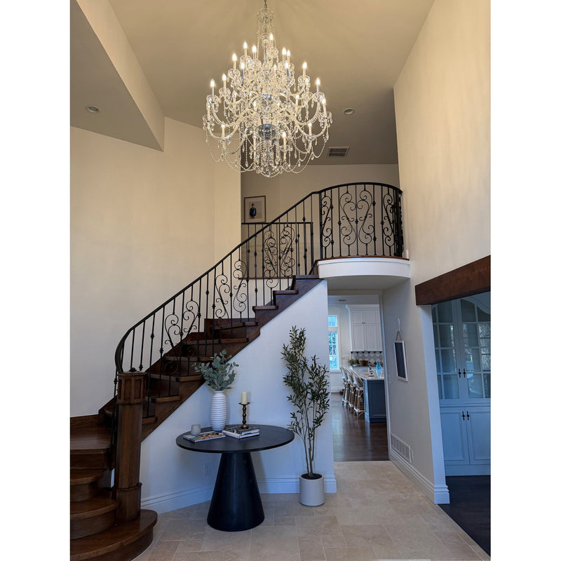 Traditional Crystal 25 Light 45" Chandelier in Polished Chrome in a room setting