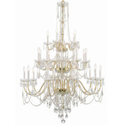 Traditional Crystal 25 Light 45" Chandelier in Polished Brass